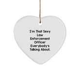 Funny Law Enforcement Officer Gifts, Heart Ornament with I'm That Sexy Law Enforcement Officer Everybody's Talking About, Gifts from Men to Law Enforcement Officer, Christmas Unique Gifts for Women - Image 1